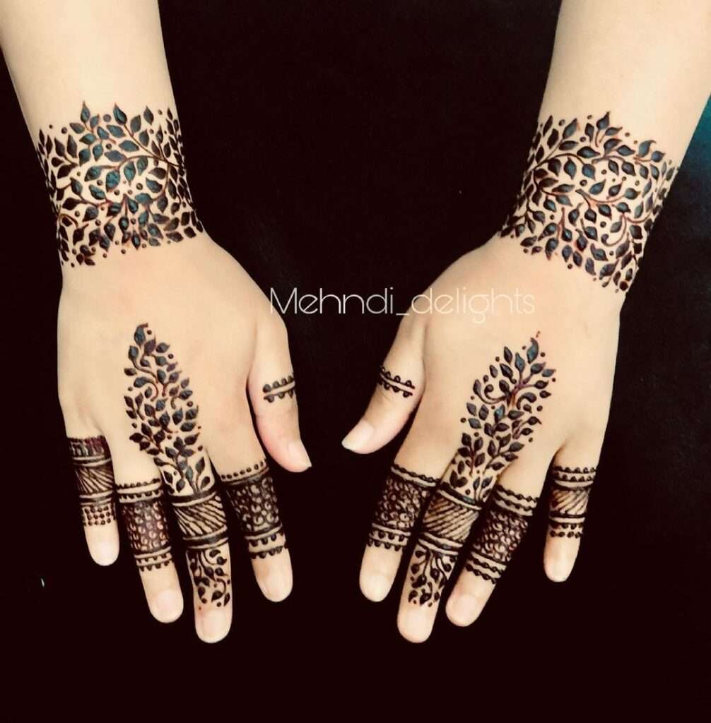 dotted and vines mehndi design